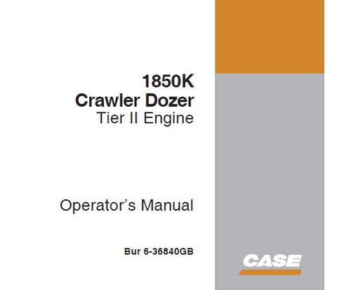 Discover the essential CASE 1850K Tier II Engine Crawler Dozer Operator’s Manual, designed to enhance your operational efficiency and ensure optimal performance of your machinery. This comprehensive PDF file serves as a vital resource for both novice and experienced operators, providing detailed instructions and insights into the dozer's features and functionalities.