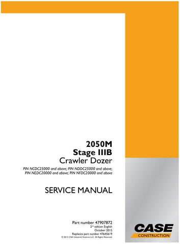 Discover the ultimate resource for maintaining your CASE 2050M Stage IIIB Crawler Dozer with the comprehensive Service Manual (Part Number: 47907872). This manual is meticulously designed to provide you with detailed instructions, diagrams, and troubleshooting tips, ensuring that you can keep your equipment running smoothly and efficiently.