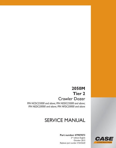 Discover the essential CASE 2050M (Tier 2) Crawler Dozer Service Manual, part number 47907873, designed to keep your machinery running smoothly and efficiently. This comprehensive manual provides detailed instructions and specifications, ensuring you have the right information at your fingertips for maintenance and repairs.