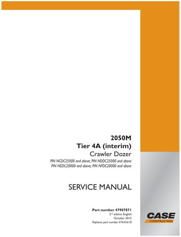 The CASE 2050M Tier 4A (Interim) Service Manual (Part Number: 47907871) is an essential resource for maintaining the performance and longevity of your equipment. This comprehensive PDF file provides detailed instructions, diagrams, and troubleshooting tips, ensuring you have all the information needed for efficient service and repairs. With easy navigation and clear visuals, this manual empowers you to tackle maintenance tasks confidently, minimizing downtime and maximizing productivity. Invest in your mach