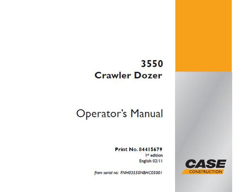 UNLOCK THE FULL POTENTIAL OF YOUR CASE 3550 CRAWLER DOZER WITH OUR COMPREHENSIVE OPERATOR’S MANUAL IN PDF FORMAT.
