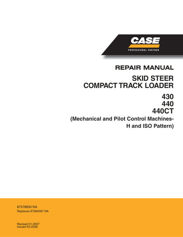Unlock the full potential of your CASE 430, 440, and 440CT skid steers with the comprehensive Repair Manual (87578830) in PDF format. This essential guide provides detailed instructions, diagrams, and troubleshooting tips to help you efficiently maintain and repair your equipment. Whether you're a seasoned professional or a DIY enthusiast, this manual ensures you have the knowledge and resources to keep your skid steer running smoothly, saving you time and money on costly repairs. Don't miss out on the oppo