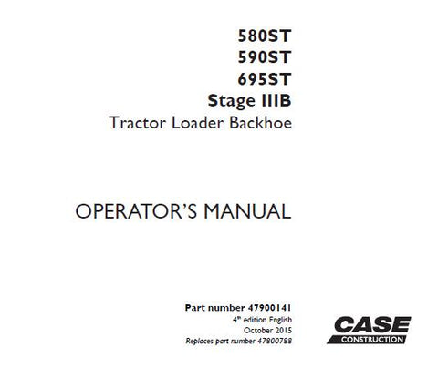 Discover the essential CASE 580ST / 590ST / 695ST Stage IIIB Tractor Loader Backhoe Operator’s Manual, designed to enhance your operational efficiency and safety. This comprehensive PDF file serves as your go-to resource for understanding the features and functionalities of your equipment, ensuring you get the most out of your investment.