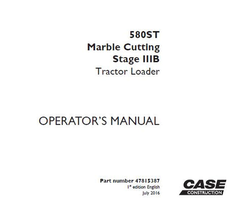 Discover the essential CASE 580ST Marble Cutting Stage IIIB Tractor Loader Operator’s Manual, now available in a convenient PDF format. This comprehensive guide is designed to enhance your operational efficiency and ensure you get the most out of your equipment. With detailed instructions and insights, you can confidently navigate the features and capabilities of your tractor loader.