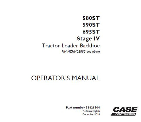 Enhance your operational efficiency with the CASE 580T / 580ST / 590ST / 695ST Tier 3 Tractor Loader Backhoe Operator’s Manual. This comprehensive PDF file is designed to provide you with essential information and guidelines to maximize the performance of your equipment. Whether you're a seasoned operator or new to the machinery, this manual is an invaluable resource for understanding the features and functions of your backhoe.