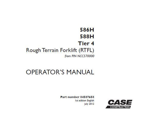 Discover the essential CASE 586H and 588H Tier 4 Rough Terrain Forklift (RTFL) Operator’s Manual, designed to enhance your operational efficiency and safety. This comprehensive PDF file serves as a vital resource for operators, providing detailed instructions and guidelines tailored specifically for these robust machines.