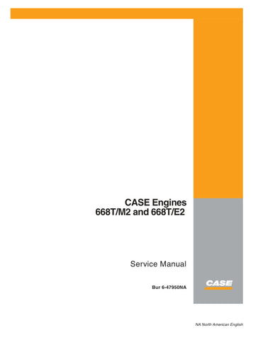 Unlock the full potential of your CASE 668T/M2 and 668T/E2 engines with the comprehensive Engine Service Manual (6-47950NA) in PDF format. This essential guide provides detailed instructions, diagrams, and troubleshooting tips to ensure optimal performance and longevity of your machinery. Whether you're a seasoned technician or a DIY enthusiast, this manual is your go-to resource for efficient maintenance and repairs, helping you save time and money while keeping your equipment running smoothly. Don't miss 