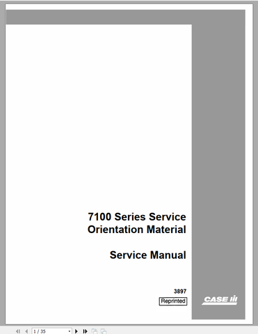 Discover the CASE 7100 Series Service Orientation Material Service Manual 3897, a comprehensive
