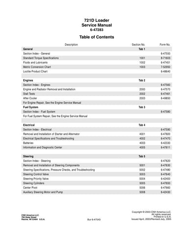 Enhance your maintenance and repair capabilities with the CASE 721D Loader Service Manual (6-47283) in PDF format. This comprehensive guide provides detailed instructions, diagrams, and troubleshooting tips specifically designed for the CASE 721D Loader, ensuring you have all the information needed to keep your equipment running smoothly. With easy navigation and instant access, this digital manual is an essential resource for both professionals and DIY enthusiasts, helping you save time and reduce downtime