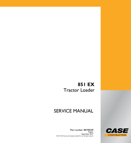 Enhance your maintenance and repair capabilities with the CASE 851 EX Tractor Loader Service Manual (48190549) in PDF format. This comprehensive guide provides detailed instructions, diagrams, and troubleshooting tips specifically designed for the CASE 851 EX model, ensuring you have all the information needed to keep your equipment running smoothly. With easy navigation and instant access, this digital manual is an essential resource for both professionals and DIY enthusiasts, helping you save time and red