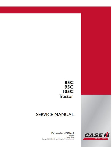 Enhance your maintenance routine with the CASE 85C, 95C, 105C Tractor Service Manual (Part Number: 47531618). This comprehensive guide is designed specifically for these models, providing you with detailed instructions and insights to keep your tractor running smoothly and efficiently.