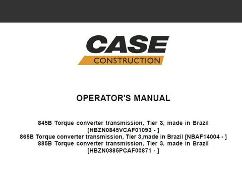 Discover the essential CASE 845B, 865B, and 885B Motor Graders Operator’s Manual, available in a convenient PDF format. This comprehensive guide is designed to enhance your understanding and operation of these powerful machines, ensuring you get the most out of your investment.