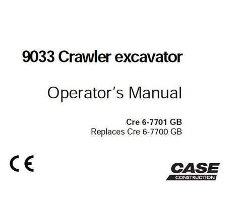 Discover the essential CASE 9033 Crawler Excavator Operator's Manual, a comprehensive guide designed to enhance your operational efficiency and safety. This PDF file provides detailed instructions, specifications, and maintenance tips tailored specifically for the CASE 9033 model, ensuring you have all the information you need at your fingertips.