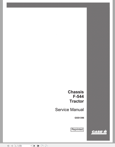 Discover the ultimate resource for your CASE CHASSIS F-544 tractor with the comprehensive Service Manual GSS1396, now available in a convenient PDF format. This manual 