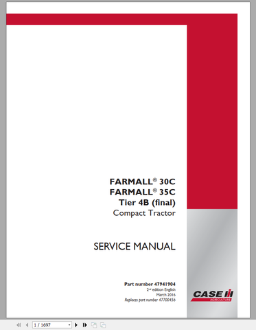 Unlock the full potential of your CASE Compact Tractor with the Farmall 30 and 35 C Tier 4B Service Manual