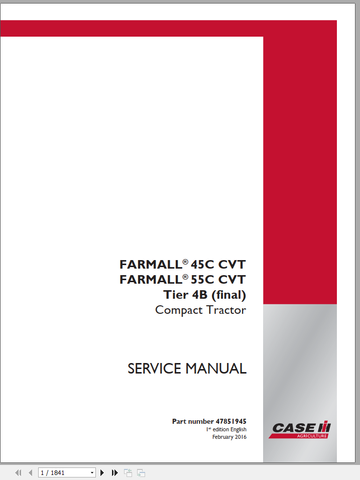Discover the ultimate resource for maintaining your CASE Compact Tractor Farmall 45 and 55 C CVT Tier 4B with our comprehensive