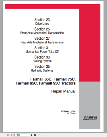 Unlock the full potential of your CASE Compact Tractor with the comprehensive Farmall 65, 75, 85, and 95 C Service Manual