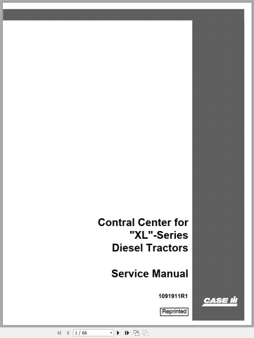 Enhance your maintenance routine with the CASE Contral Center for XL Series Diesel Tractor Service Manual