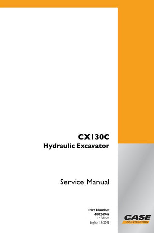 Enhance your maintenance capabilities with the CASE CX130C Hydraulic Excavator Service Manual (Part Number: 48024945). This comprehensive guide is designed specifically for the CX130C model, providing detailed instructions and insights to keep your excavator running smoothly and efficiently.