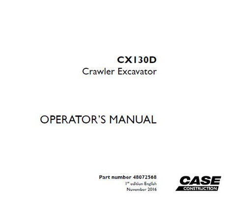 Discover the essential CASE CX130D Crawler Excavator Operator’s Manual, designed to enhance your operational efficiency and safety. This comprehensive PDF file provides detailed instructions, specifications, and maintenance guidelines tailored specifically for the CX130D model, ensuring you have all the information you need at your fingertips.