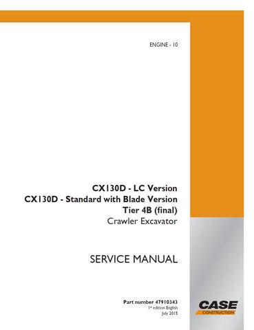 Discover the CASE CX130D LC Standard with Blade Version Tier 4B (Final), a robust and efficient excavator designed for optimal performance in various construction tasks. This model features an advanced 8-in-1 service manual (PDF file 47910343) that provides comprehensive guidance for maintenance and operation, ensuring your machine runs smoothly and efficiently. With its powerful engine and versatile blade, the CX130D LC is perfect for tackling tough jobs while maximizing productivity and minimizing downtim