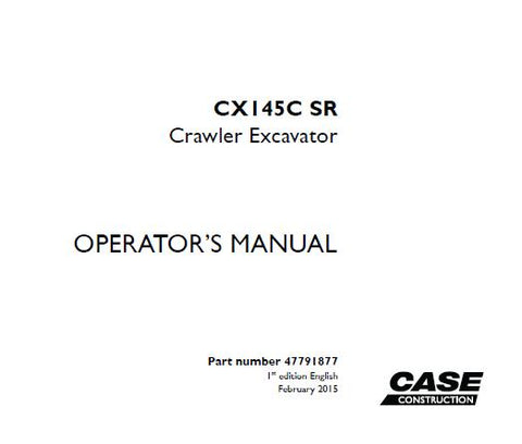 Discover the essential CASE CX145C SR Crawler Excavator Operator’s Manual, designed to enhance your operational efficiency and safety. This comprehensive PDF guide provides detailed instructions, specifications, and maintenance tips tailored specifically for the CX145C SR model, ensuring you get the most out of your equipment.