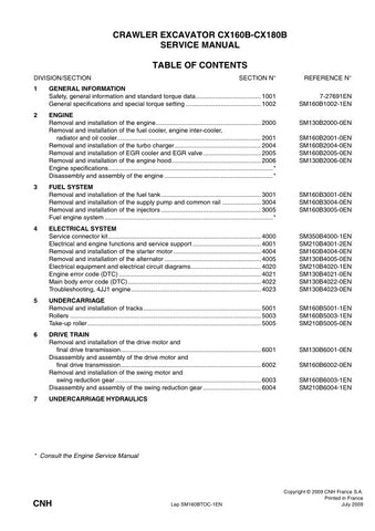 Unlock the full potential of your CASE CX160B and CX180B Crawler Excavators with our comprehensive Service Manual PDF. This essential resource provides detailed maintenance procedures, troubleshooting tips, and technical specifications to ensure your machinery operates at peak performance. With easy navigation and clear illustrations, you can quickly find the information you need to keep your excavator running smoothly and efficiently. Invest in your equipment's longevity and reliability—download your Servi