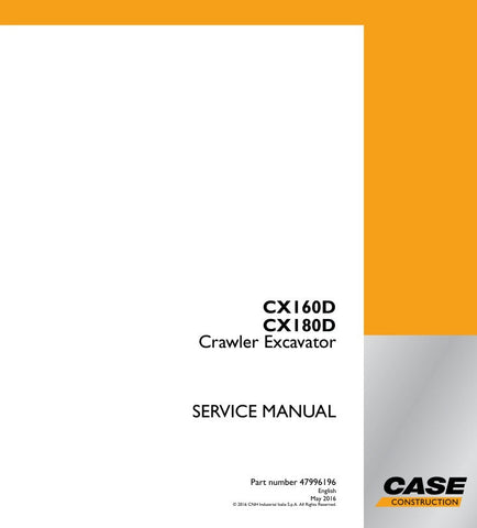 Ensure your CASE CX160D and CX180D Crawler Excavators operate at peak performance with the comprehensive Service Manual (Part Number: 47996196). This essential guide provides detailed instructions, troubleshooting tips, and maintenance schedules tailored specifically for your machinery, helping you maximize efficiency and minimize downtime.