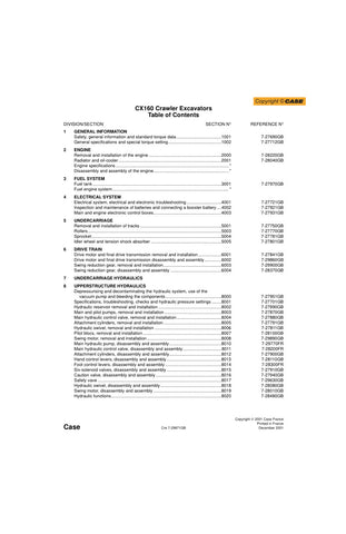 Unlock the full potential of your CASE CX160 Crawler Excavator with the comprehensive Service Manual (7-29871) in PDF format. This essential guide provides detailed instructions, schematics, and troubleshooting tips to ensure optimal performance and maintenance of your equipment. With easy navigation and clear illustrations, you can quickly access the information you need to keep your excavator running smoothly and efficiently. Invest in this invaluable resource today and enhance the longevity and reliabili