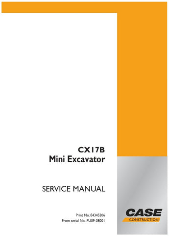 Unlock the full potential of your CASE CX17B Mini Excavator with the comprehensive Service Manual (Part Number: 84345206) in PDF format. This essential guide provides detailed instructions, schematics, and troubleshooting tips to ensure your machine operates at peak performance. Whether you're a seasoned technician or a DIY enthusiast, this manual is designed to help you maintain and repair your excavator efficiently, saving you time and money. Don't miss out on the opportunity to enhance your equipment's 
