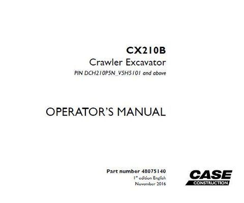 Discover the essential CASE CX210B Crawler Excavator Operator’s Manual, designed to enhance your operational efficiency and safety. This comprehensive PDF file provides detailed instructions, specifications, and maintenance guidelines tailored specifically for the CX210B model, ensuring you get the most out of your equipment.