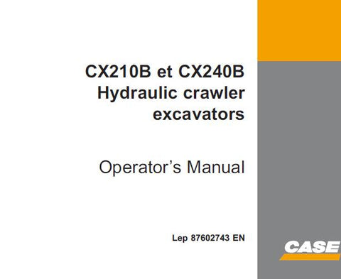 Discover the essential CASE CX210B and CX240B Hydraulic Crawler Excavator Operator’s Manual, designed to enhance your operational efficiency and safety. This comprehensive PDF file serves as a vital resource for both new and experienced operators, providing detailed instructions and insights into the machine's features and functionalities.