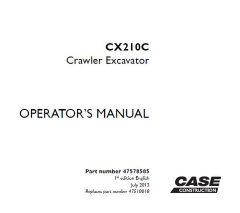 UNLOCK THE FULL POTENTIAL OF YOUR CASE CX210C CRAWLER EXCAVATOR WITH OUR COMPREHENSIVE OPERATOR’S MANUAL IN PDF FORMAT.