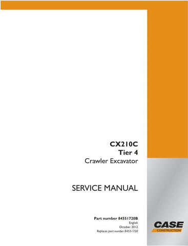 Discover the essential CASE CX210C Tier 4 Crawler Excavator Service Manual (Part Number: 84551720B), your go-to resource for maintaining and optimizing your excavator's performance. This comprehensive manual provides detailed instructions, diagrams, and specifications to ensure your machine operates at peak efficiency.