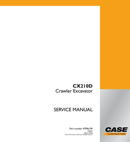 The CASE CX210D Crawler Excavator Service Manual (Part Number: 47996199) is an essential resource for maintaining and servicing your excavator. This comprehensive manual provides detailed instructions, diagrams, and specifications to ensure your machine operates at peak performance. With clear guidance on troubleshooting and repairs, you can minimize downtime and maximize productivity.