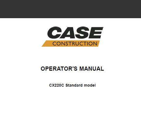 Discover the essential CASE CX220C Standard Model Crawler Excavator Operator’s Manual, designed to enhance your operational efficiency and safety. This comprehensive PDF file provides detailed instructions, specifications, and maintenance guidelines tailored specifically for the CX220C model, ensuring you get the most out of your equipment.