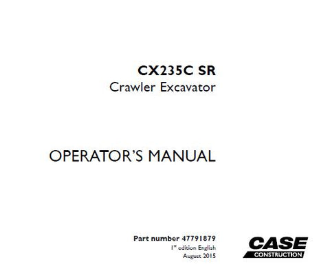 Discover the essential CASE CX235C SR Crawler Excavator Operator’s Manual, designed to enhance your operational efficiency and safety. This comprehensive PDF guide provides detailed instructions, specifications, and maintenance tips tailored specifically for the CX235C SR model, ensuring you get the most out of your equipment.