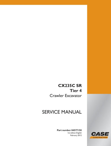 Unlock the full potential of your CASE CX235C SR Tier 4 Crawler Excavator with the comprehensive Service Manual (Part Number: 84577150) in PDF format. This essential guide provides detailed insights into maintenance, troubleshooting, and repair procedures, ensuring your equipment operates at peak performance. With easy navigation and clear illustrations, you can quickly find the information you need to keep your excavator running smoothly and efficiently. Invest in this invaluable resource today and enhance