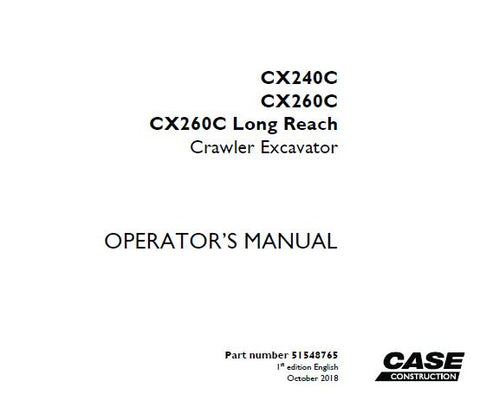 UNLOCK THE FULL POTENTIAL OF YOUR CASE CX800B-8 CRAWLER EXCAVATOR WITH OUR COMPREHENSIVE OPERATOR’S MANUAL IN PDF FORMAT. 