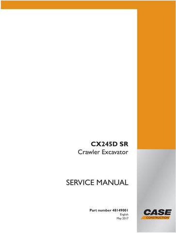 Enhance your maintenance capabilities with the CASE CX245D SR Crawler Excavator Service Manual (Part Number: 48149001). This comprehensive guide is designed specifically for the CX245D SR model, providing you with detailed instructions and insights to keep your excavator running smoothly and efficiently.