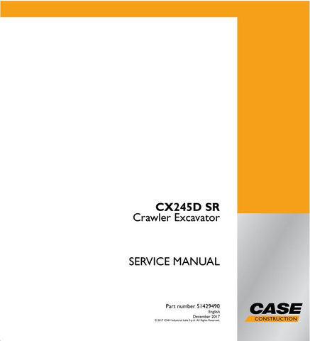 Discover the ultimate resource for maintaining your CASE CX245D SR Crawler Excavator with the comprehensive Service Manual (Part Number: 51429490). This manual is meticulously designed to provide you with detailed instructions, diagrams, and troubleshooting tips, ensuring that your excavator operates at peak performance.