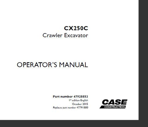 Discover the essential CASE CX250C Crawler Excavator Operator’s Manual, designed to enhance your operational efficiency and safety. This comprehensive PDF file provides detailed instructions, specifications, and maintenance guidelines tailored specifically for the CX250C model, ensuring you get the most out of your equipment.