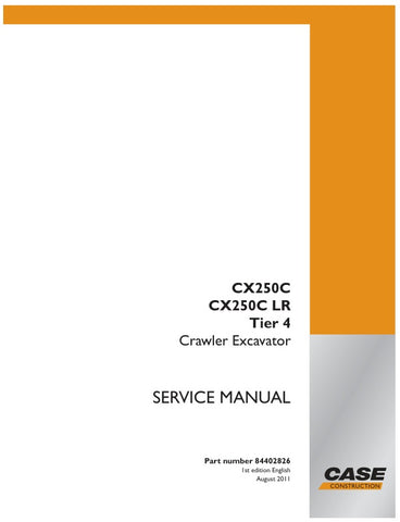 Unlock the full potential of your CASE CX250C and CX250C LR (Tier 4) crawler excavator with the comprehensive service manual (part number 84402826) in PDF format. This essential resource provides detailed maintenance guidelines, troubleshooting tips, and repair procedures to ensure your equipment operates at peak performance. With easy navigation and clear illustrations, this manual is designed to save you time and money, empowering you to tackle any service task with confidence. Don't miss out on the oppor