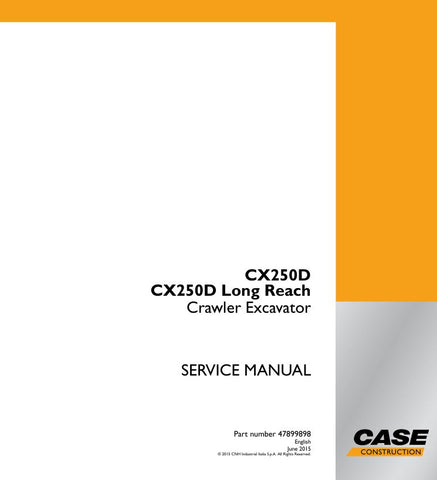 Enhance your maintenance capabilities with the CASE CX250D Crawler Excavator Service Manual (Part Number: 47899898). This comprehensive guide is designed specifically for the CX250D model, providing you with detailed instructions and insights to keep your excavator running smoothly and efficiently.