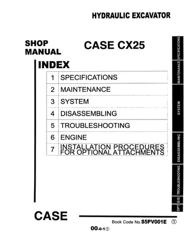 Discover the ultimate resource for maintaining your CASE CX25 Hydraulic Excavator with the comprehensive shop manual, S5PV001E. This essential guide is designed to provide you with detailed insights into the operation, maintenance, and repair of your excavator, ensuring optimal performance and longevity.