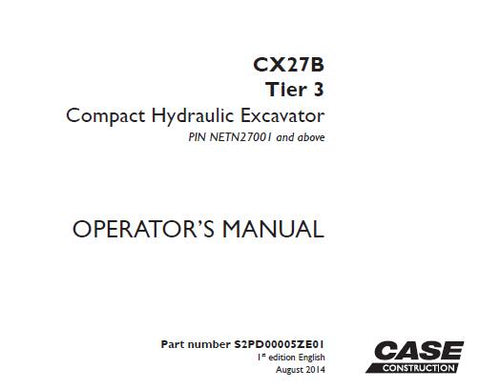 Discover the essential CASE CX27B Tier 3 Compact Hydraulic Excavator Operator’s Manual, designed to enhance your operational efficiency and safety. This comprehensive PDF guide provides detailed instructions, specifications, and maintenance tips tailored specifically for the CX27B model, ensuring you get the most out of your equipment.