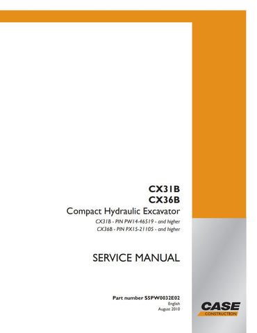 Unlock the full potential of your CASE CX31B and CX36B Compact Hydraulic Excavators with the comprehensive service manual S5PW0032E02, available in a convenient PDF format. This essential guide provides detailed maintenance procedures, troubleshooting tips, and technical specifications to ensure your machinery operates at peak performance. With easy navigation and clear illustrations, this manual is an invaluable resource for both seasoned professionals and DIY enthusiasts, helping you save time and reduce 