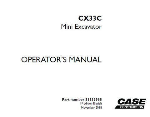 Discover the essential CASE CX33C Mini Excavator Operator’s Manual, designed to enhance your operational efficiency and safety. This comprehensive PDF guide provides detailed instructions, ensuring you maximize the performance of your mini excavator while minimizing downtime.