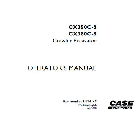 Discover the essential CASE CX350C-8 and CX380C-8 Crawler Excavator Operator’s Manual, now available in a convenient PDF format. This comprehensive guide is designed to enhance your operational efficiency and ensure you get the most out of your excavator. With detailed instructions and specifications, you can confidently navigate your machine's features and capabilities.