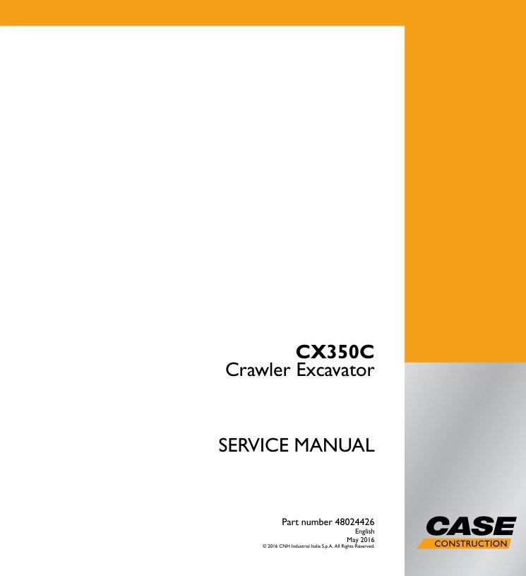 Unlock the full potential of your CASE CX350C Crawler Excavator with the comprehensive Service Manual (48024426) in PDF format. This essential guide provides detailed insights into maintenance, troubleshooting, and repair procedures, ensuring your equipment operates at peak performance. With easy navigation and clear illustrations, you can quickly find the information you need to keep your excavator running smoothly and efficiently. Invest in this invaluable resource today and enhance the longevity and 